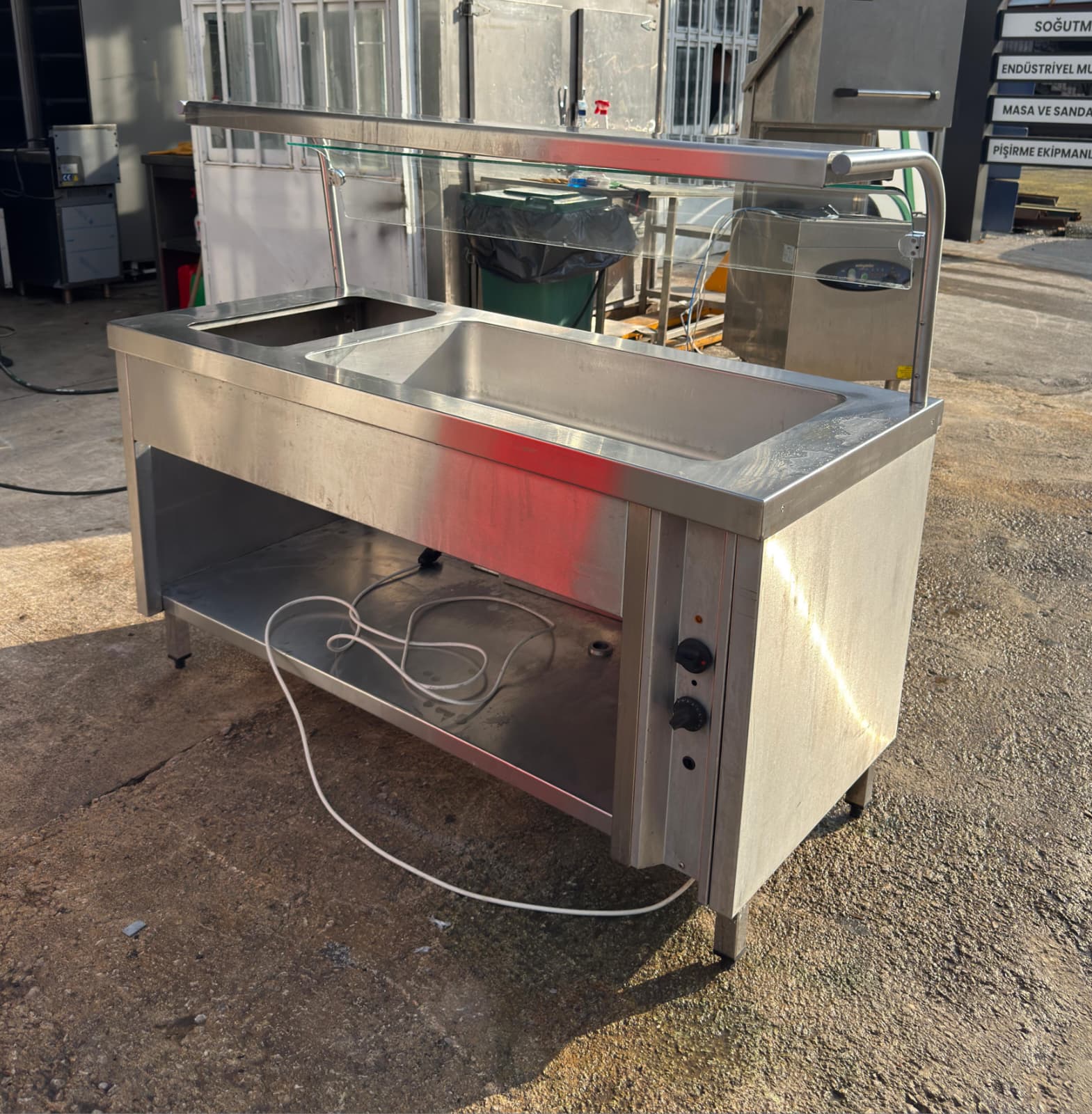 İnoksan 3 Sıcak 1 Nötr Gözlü Komple Krom Elektrikli Benmari 150x70x85 cm